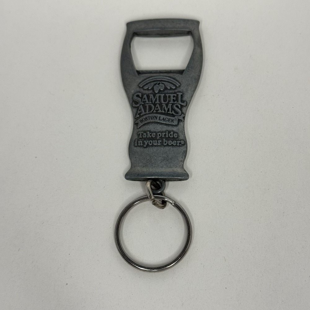 Samuel Adams Boston Lager‎ Bottle Opener Keychain Vintage Pewter Tone Barware